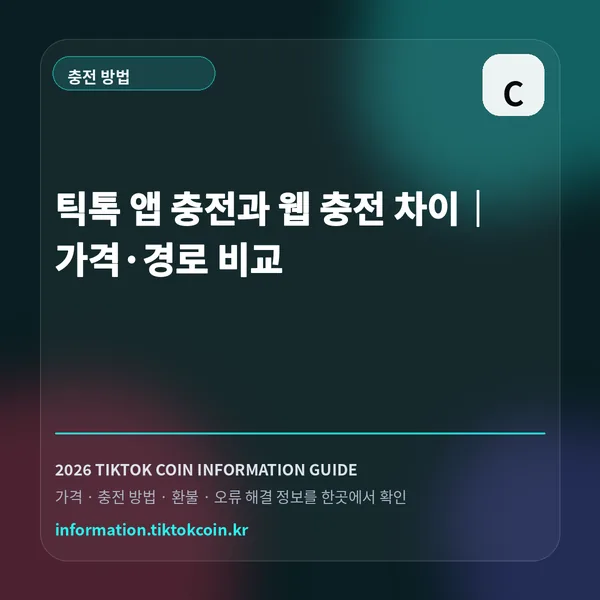 틱톡 앱 충전과 웹 충전 차이|가격·경로 비교 대표 이미지