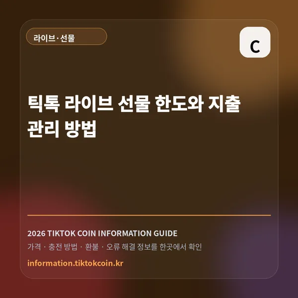 틱톡 라이브 선물 한도와 지출 관리 방법 대표 이미지